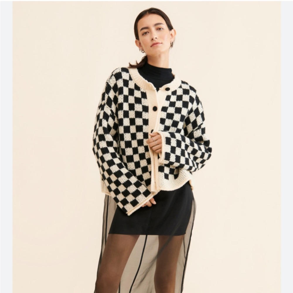 Anthropologie Desert Dreamer Checkerboard Cardigan Small